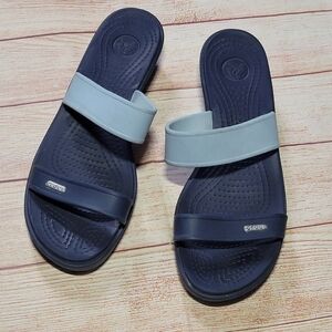 CROCS Navy & Baby Blue Slip-on Sandals Women's Size 11